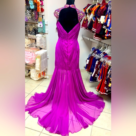 Sz 10 Cassandra Stone Mac Duggal Purple Beaded Prom Homecoming Pageant gown NWT - Picture 4 of 7